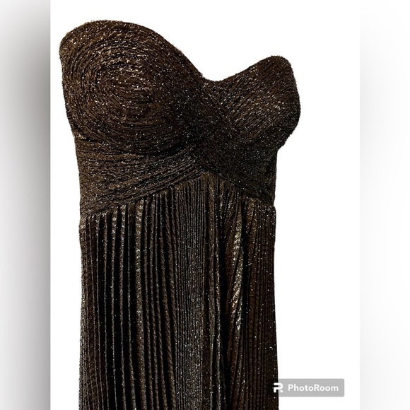 Nwt Maria Lucia Hohan Venus Strapless Metallic Plisse Midi Dress - Size 8 - Picture 8 of 16